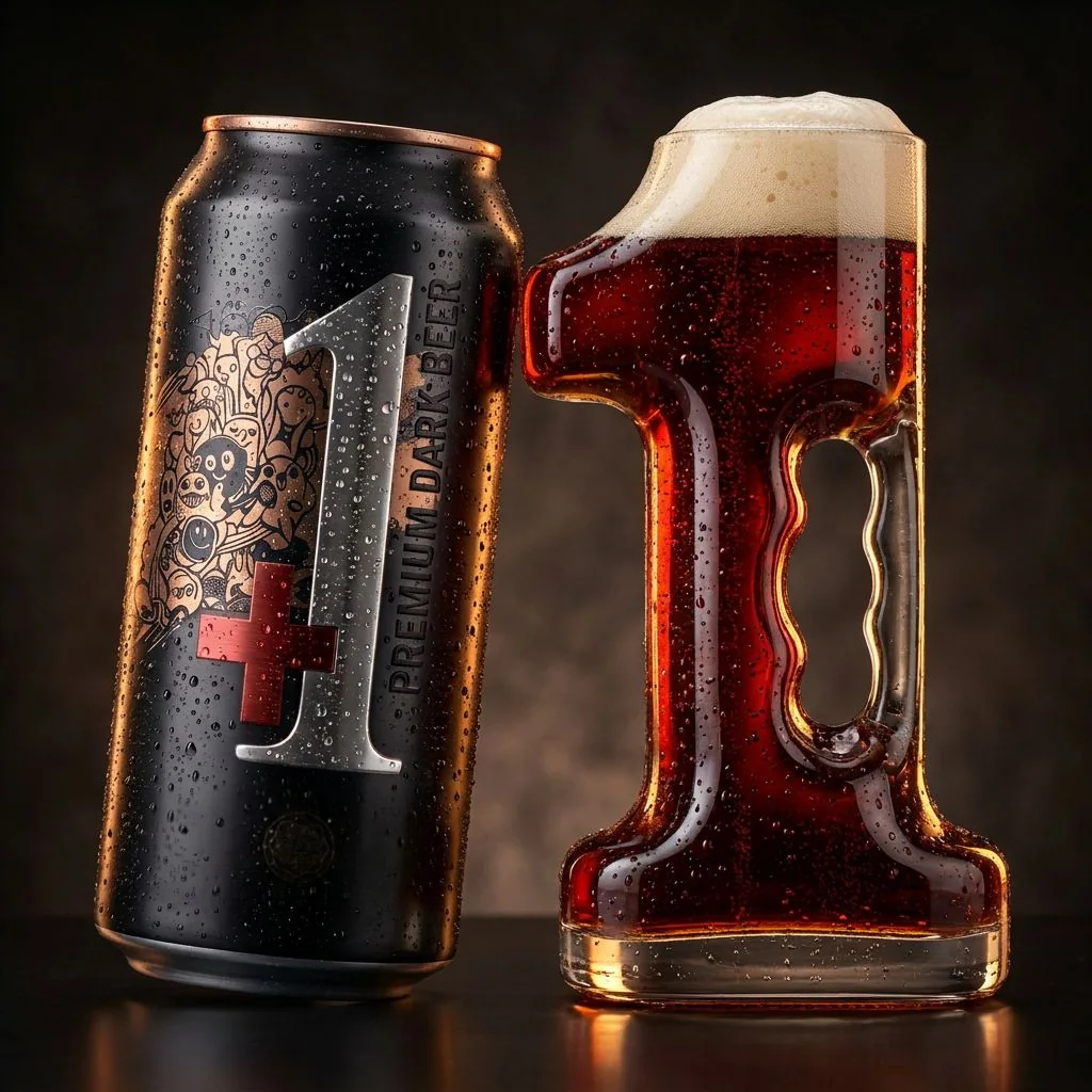 +1 bière premium dark beer packaging — Product ritual